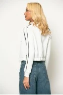Cropped jacket με ρίγες στα μανίκια λευκό