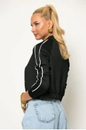 Cropped jacket με ρίγες στα μανίκια μαύρο