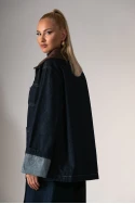 Jean jacket με κοτλέ γιακά μπλε ντένιμ