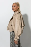 Bomber leather jacket μπεζ