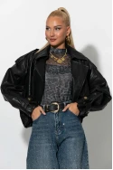 Bomber leather jacket μαύρο
