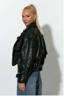 Bomber leather jacket μαύρο