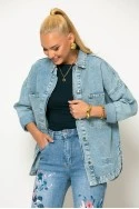 Jean jacket με patch chic μπλε