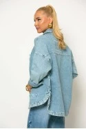 Jean jacket με patch chic μπλε