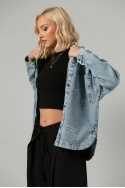 Jean jacket με patch chic μπλε