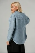 Jean jacket με patch chic μπλε