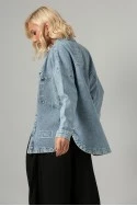 Jean jacket με patch chic μπλε
