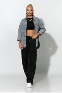 Jean jacket με patch chic γκρι