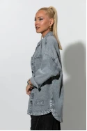 Jean jacket με patch chic γκρι