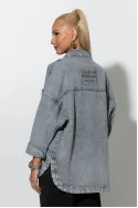Jean jacket με patch chic γκρι