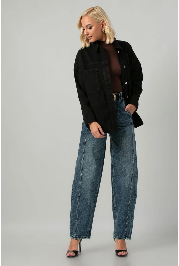 Jean jacket oversized μαύρο