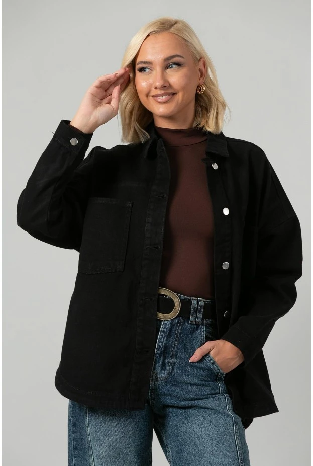 Jean jacket oversized μαύρο
