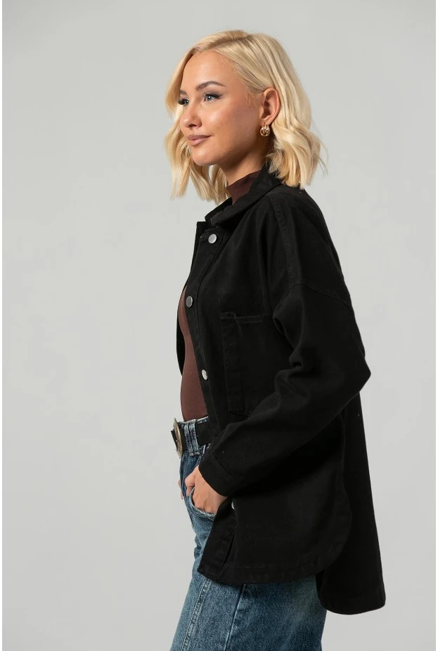 Jean jacket oversized μαύρο