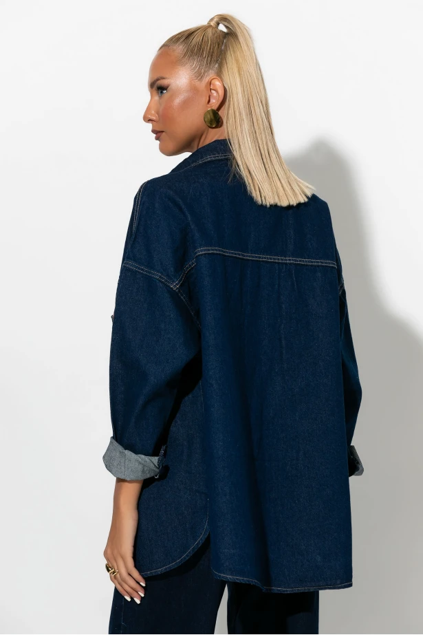 Jean jacket με τσέπες μπλε ντένιμ 