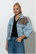 Jean jacket με λεοπάρ λεπτομέρειες μπλε