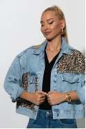 Jean jacket με λεοπάρ λεπτομέρειες μπλε