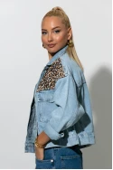 Jean jacket με λεοπάρ λεπτομέρειες μπλε