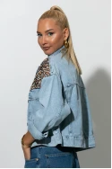 Jean jacket με λεοπάρ λεπτομέρειες μπλε