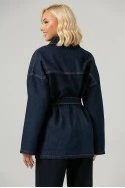 Jean jacket oversized με ζωνάκι μπλε ντένιμ