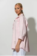 Oversized Jean jacket με τσέπες ροζ Oversized Jean jacket με τσέπες ροζ