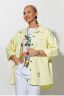 Oversized Jean jacket με τσέπες κίτρινο Oversized Jean jacket με τσέπες κίτρινο