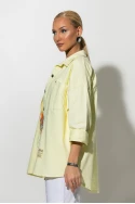 Oversized Jean jacket με τσέπες κίτρινο Oversized Jean jacket με τσέπες κίτρινο