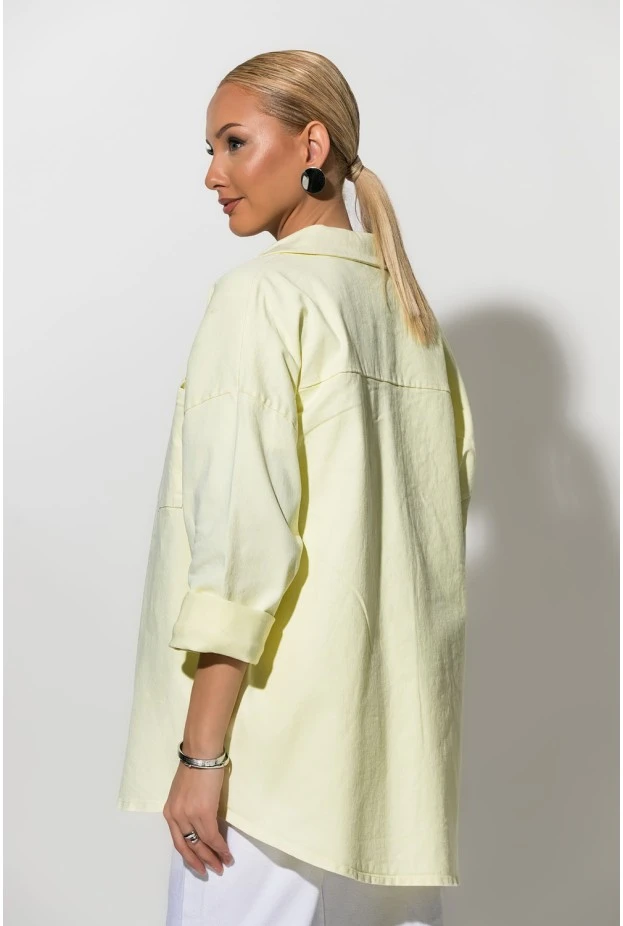 Oversized Jean jacket με τσέπες κίτρινο