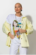 Oversized Jean jacket με τσέπες κίτρινο Oversized Jean jacket με τσέπες κίτρινο