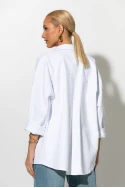 Oversized Jean jacket με τσέπες λευκό Oversized Jean jacket με τσέπες λευκό