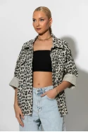 Jean jacket leopard print γκρι Jean jacket leopard print γκρι