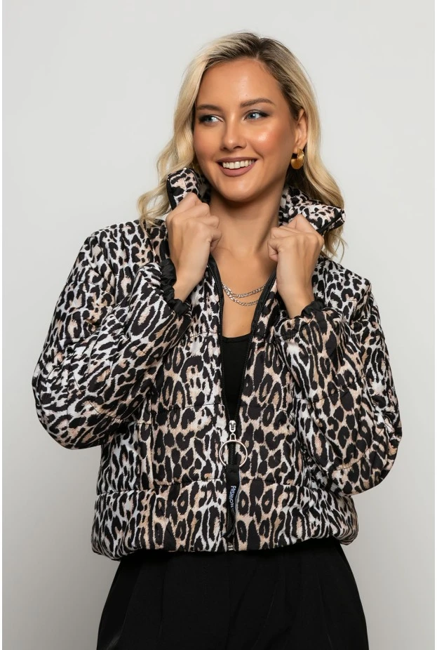 Bomber leopard print μαύρο