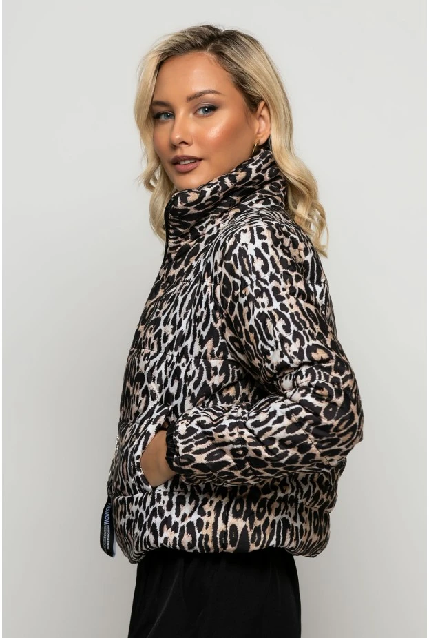 Bomber leopard print μαύρο