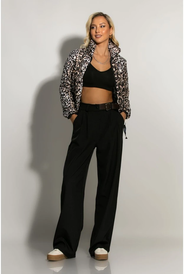 Bomber leopard print μαύρο
