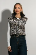 Puffer αμάνικο double face leopard print μαύρο Puffer αμάνικο double face leopard print μαύρο