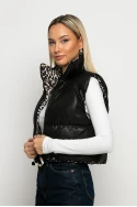 Puffer αμάνικο double face leopard print μαύρο Puffer αμάνικο double face leopard print μαύρο