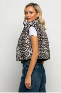 Puffer αμάνικο double face leopard print καφέ Puffer αμάνικο double face leopard print καφέ