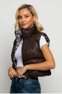 Puffer αμάνικο double face leopard print καφέ Puffer αμάνικο double face leopard print καφέ