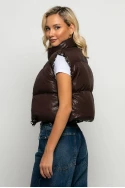 Puffer αμάνικο double face leopard print καφέ Puffer αμάνικο double face leopard print καφέ