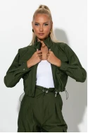 Σετ fly crop jacket και cargo παντελόνα χακί 