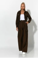Σετ fly crop jacket και cargo παντελόνα καφέ