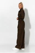 Σετ fly crop jacket και cargo παντελόνα καφέ