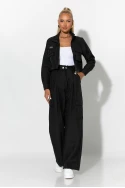 Σετ fly crop jacket και cargo παντελόνα μαύρο