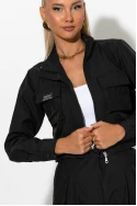 Σετ fly crop jacket και cargo παντελόνα μαύρο