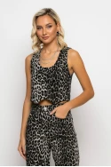 Leopard print γιλέκο γκρι