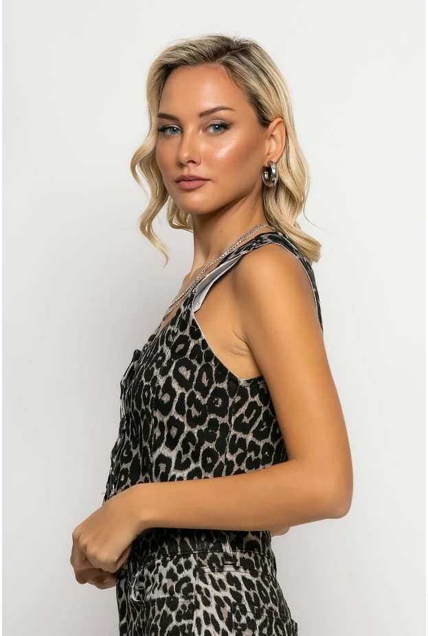Leopard print γιλέκο γκρι