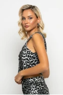 Leopard print γιλέκο γκρι-μαύρο Leopard print γιλέκο γκρι-μαύρο
