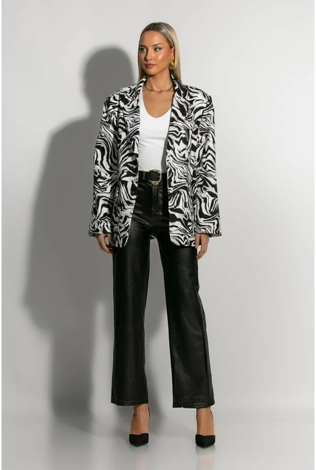 Blazer zebra print μαύρο