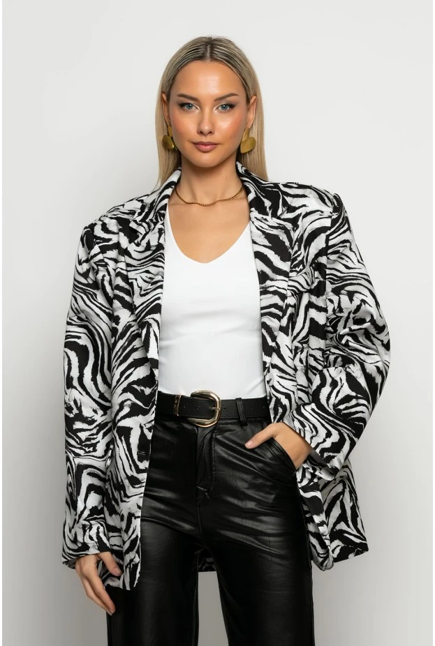 Blazer zebra print μαύρο