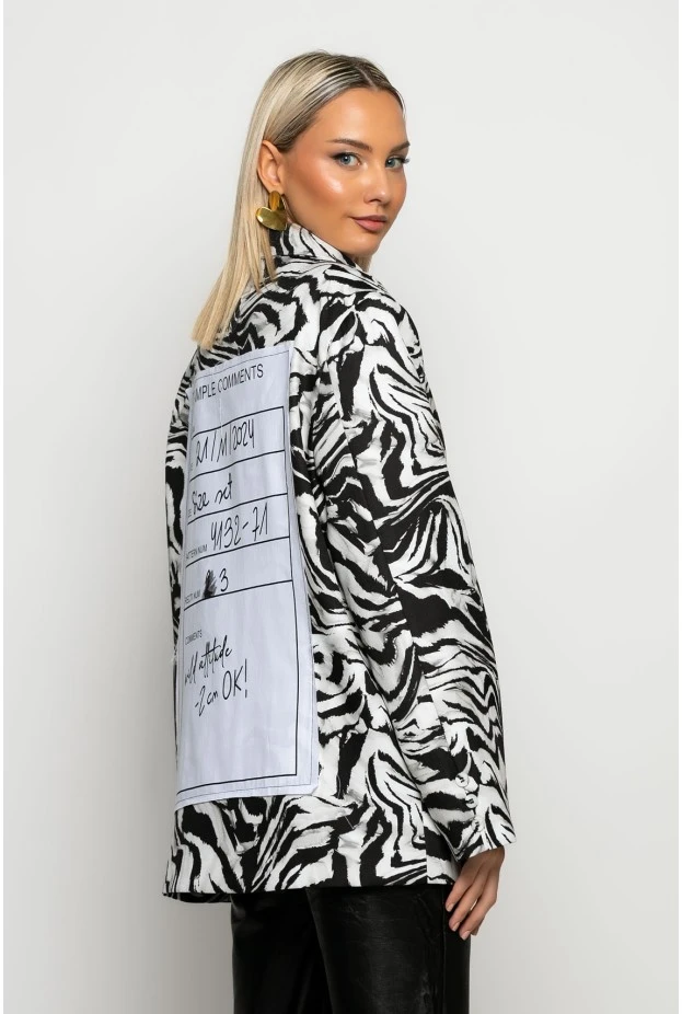 Blazer zebra print μαύρο