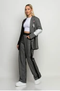 Blazer με mix υφών ψαροκόκκαλο και τζιν μαύρο